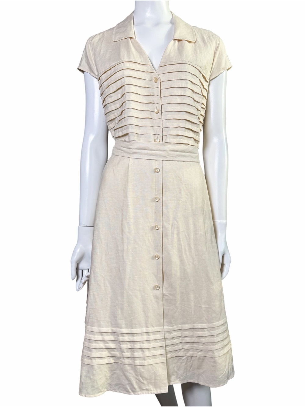 Jones New York Cream Midi Shirt Dress